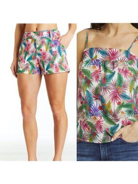 Drew Women's Tropical Print set willow Tank Top molly Shorts Size Large (12) new